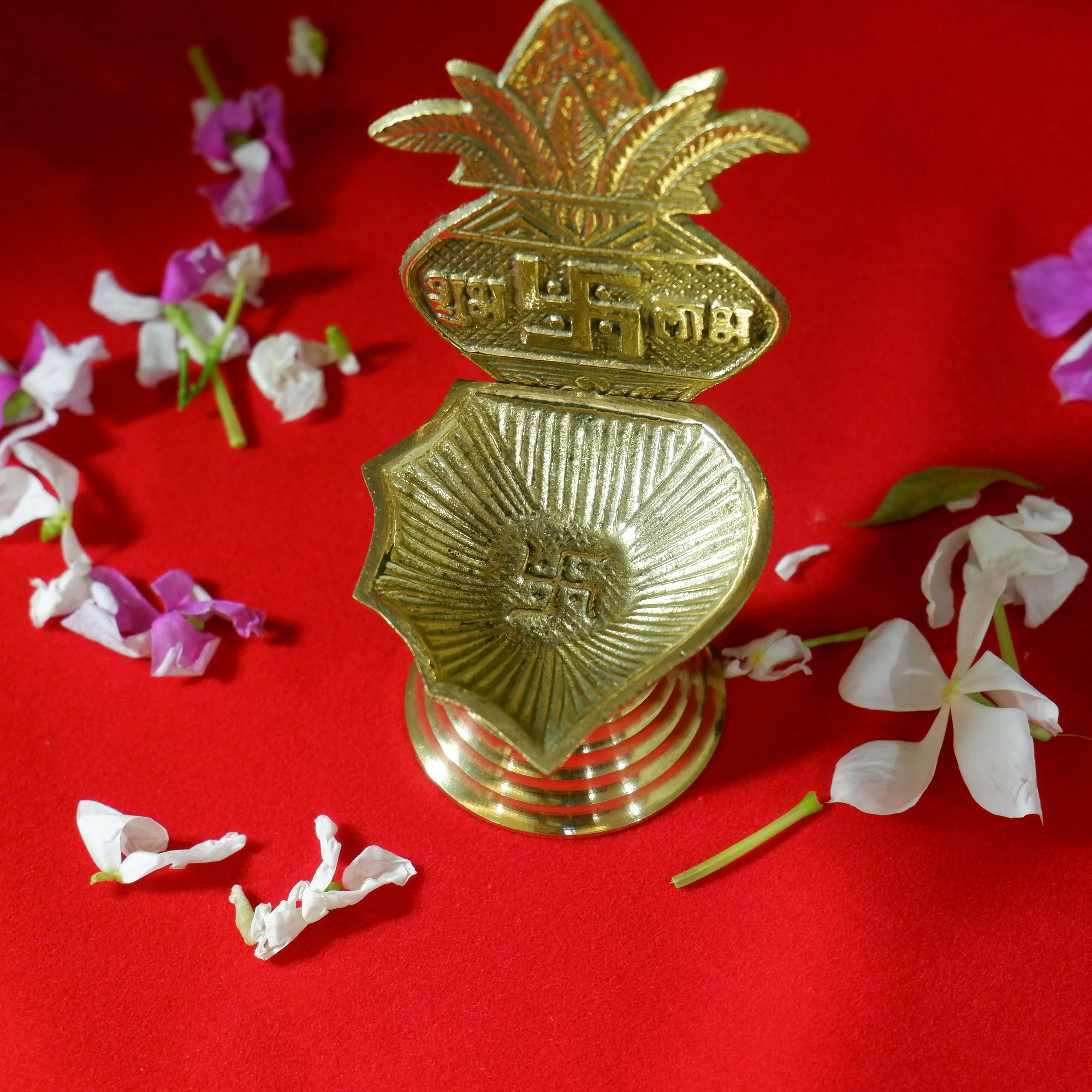 Shubh Labh Designed Brass Diya