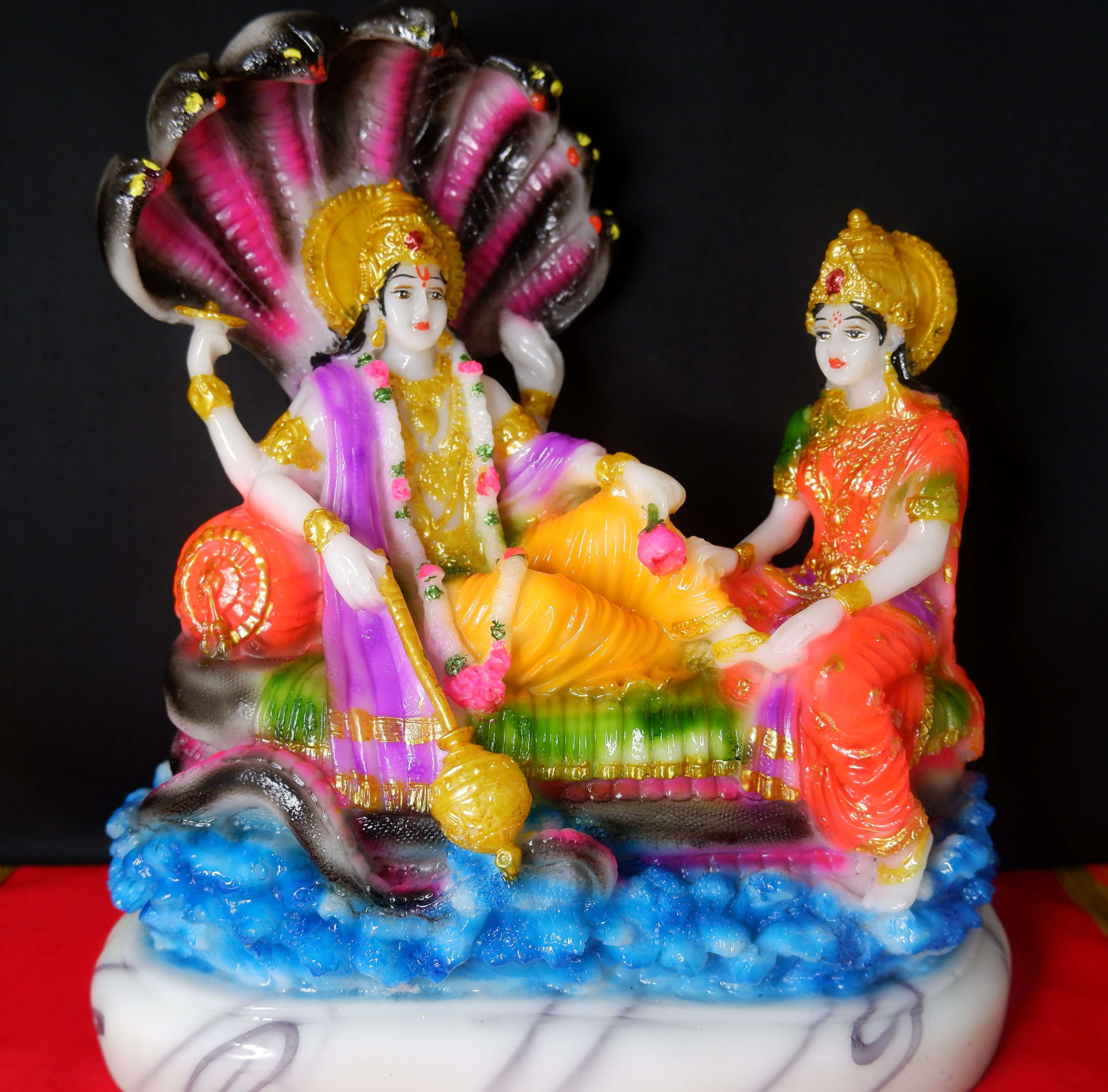 Shri Vishnu Lakshmi Idol (Dust Marble)