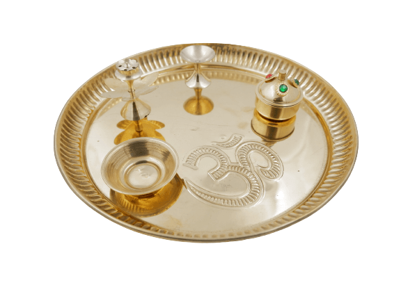 SANATAN  Brass Pooja Thali Set (Small)