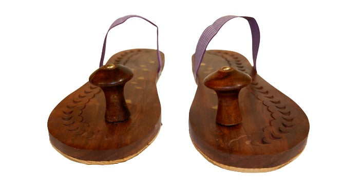 SANATAN Khadau for Men & Women, Floral Wooden Footwear, Wooden Chappal for Men and Women (Size 7)