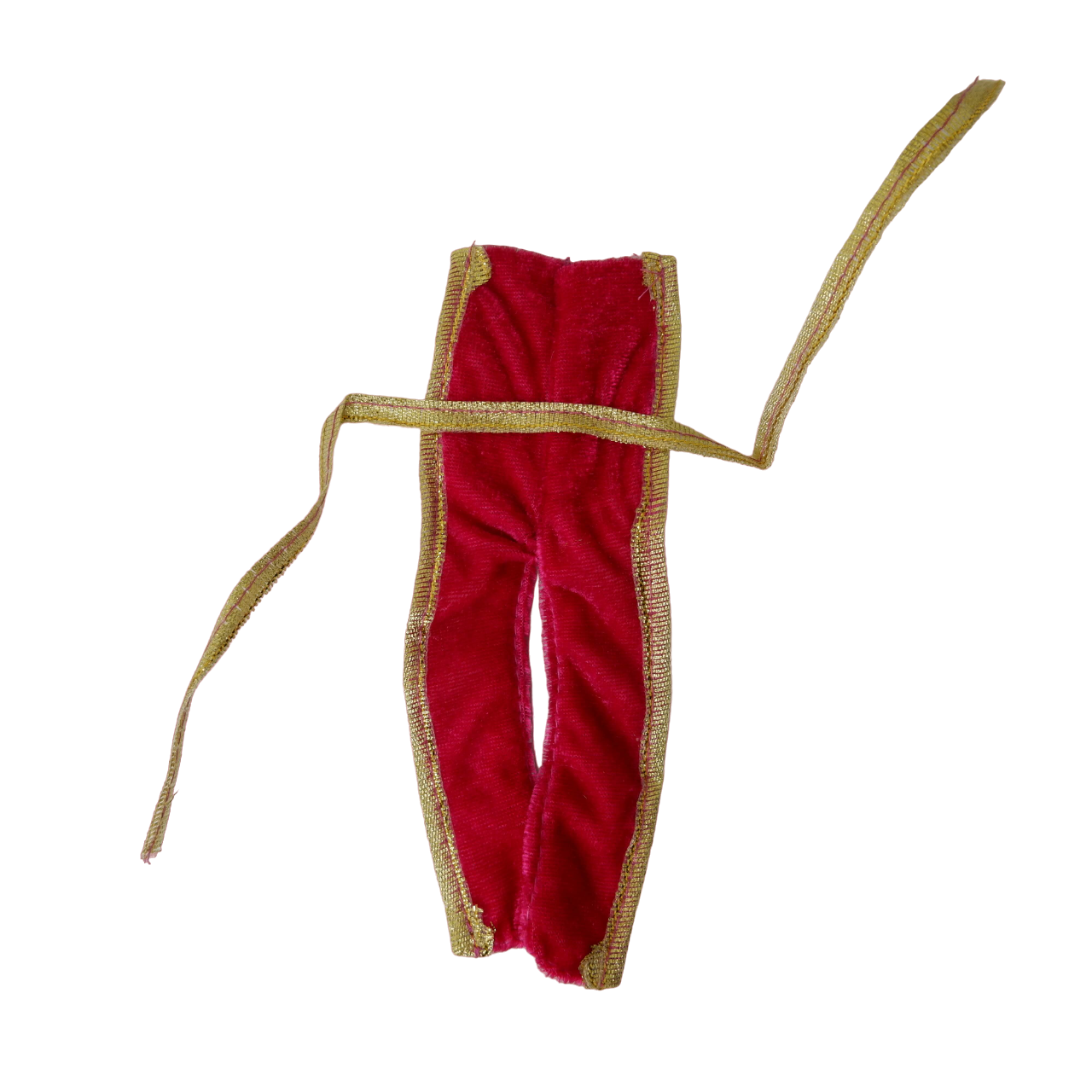 Laddu Gopal Ji Poshak: Red Velvet With Golden Sequins Detailing and Matching Pagdi