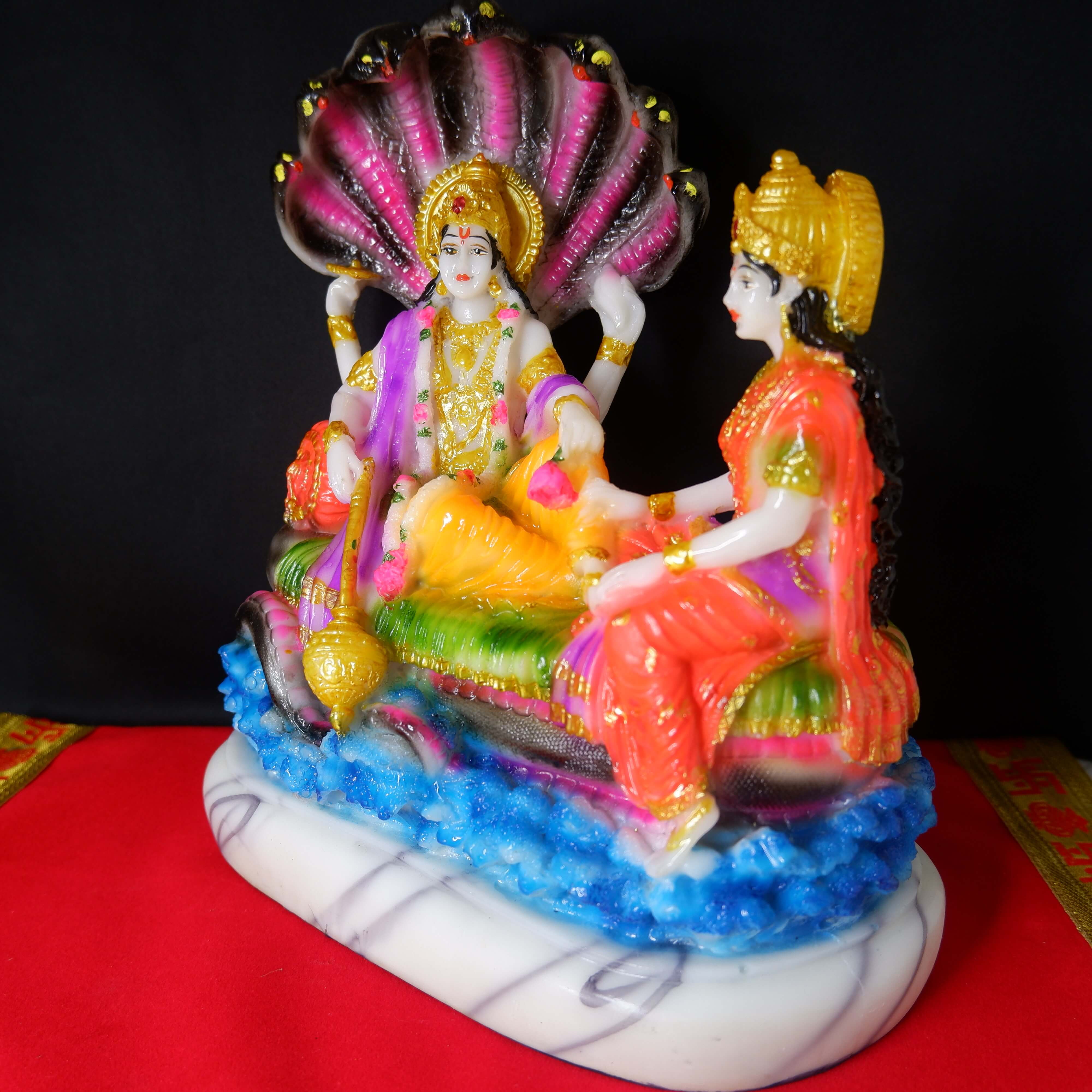 Shri Vishnu Lakshmi Idol (Dust Marble)