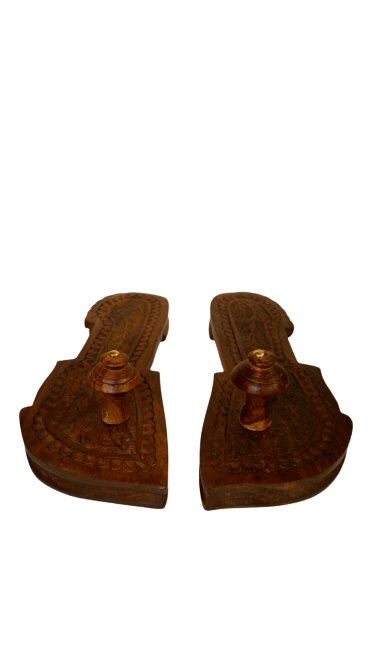 SANATAN  Khadau for Men & Women, Wooden Footwear, Wooden Chappal for Men and Women (Size 8)