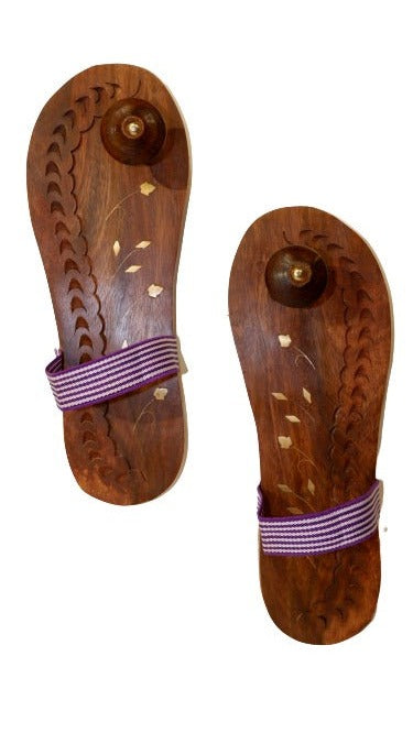 SANATAN  Khadau for Men & Women, Floral Wooden Footwear, Wooden Chappal for Men and Women (Size 7)